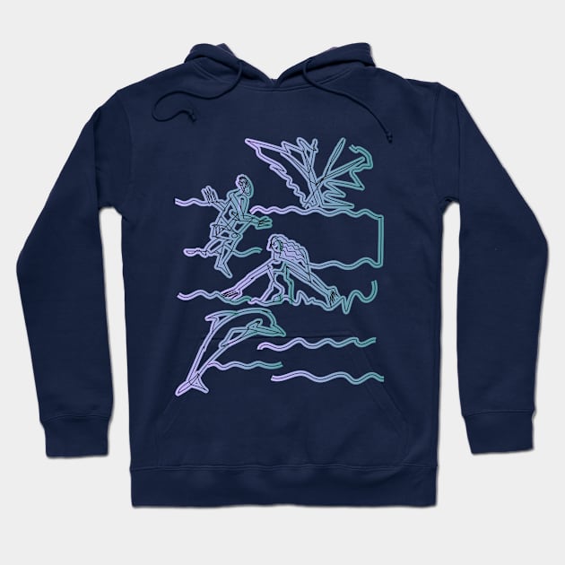 Humans and Dolphins Hoodie by randomzero